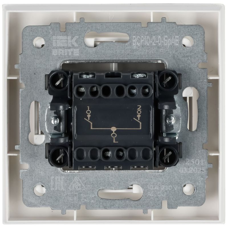 Выключатель 2-кл. СП BRITE ВСР10-2-0-БрАБ 10А в сборе арктич. бел. IEK BR-V20-0-10-K91-F
