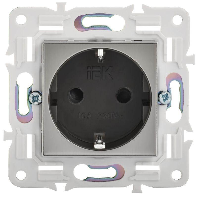 Розетка SKANDY 16А с заземл. защ. шторки SK-R04N никель IEK SK-R14-16-K50
