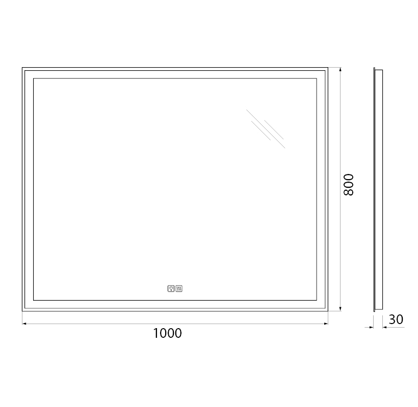 Зеркало BelBagno SPC-GRT-1000-800-LED-TCH-WARM