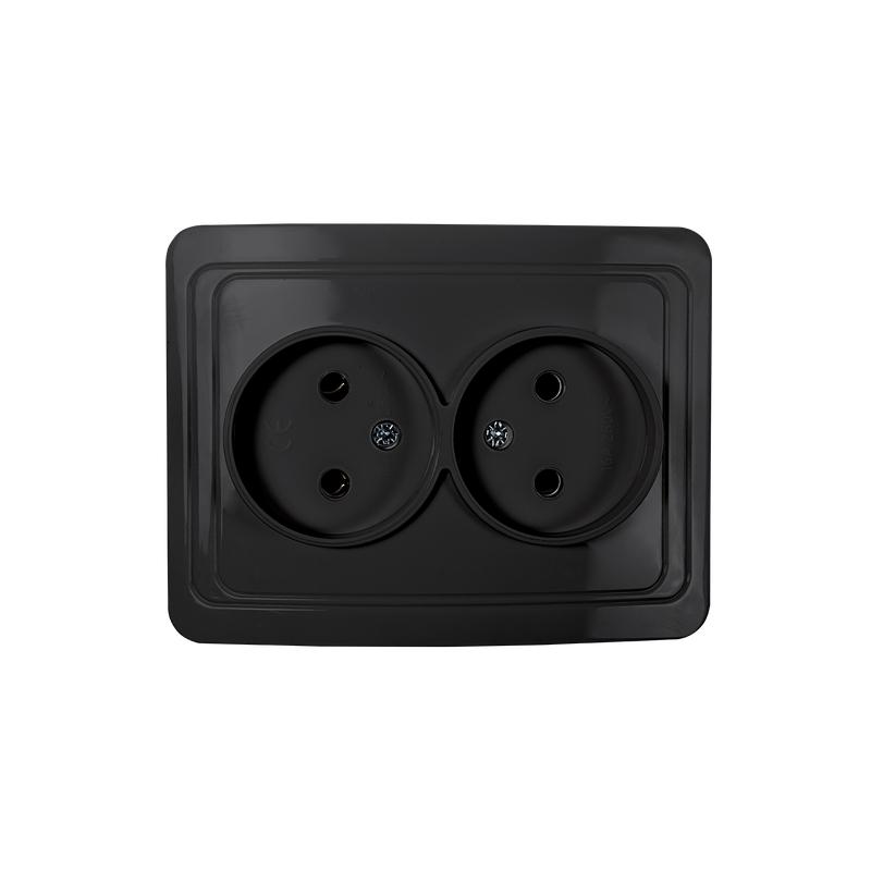 Розетка 2-м CLASSICO 2102B черн. IN HOME 4690612061115