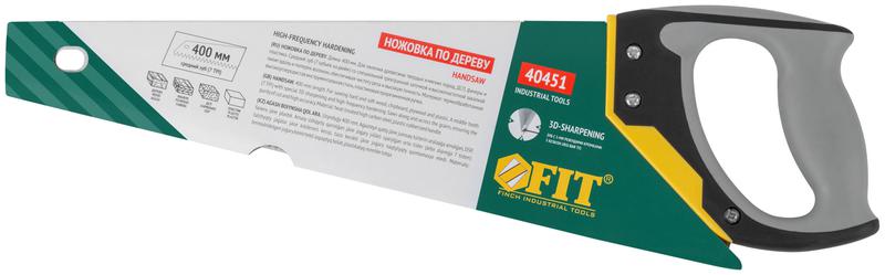 Ножовка по дереву средний каленый зуб 7 ТPI 3D заточка 3К пласт.прорезиненная ручка профи 400мм FIT 40451