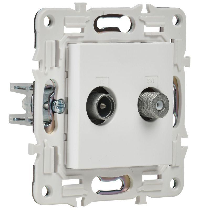 Розетка двойная TV+SAT SKANDY SK-A13W арктич. бел. IEK SK-AF20-O-K01