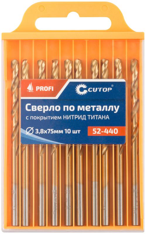 Сверло по металлу Profi с титановым покрытием 3.8х75мм (уп.10шт) Cutop 52-440