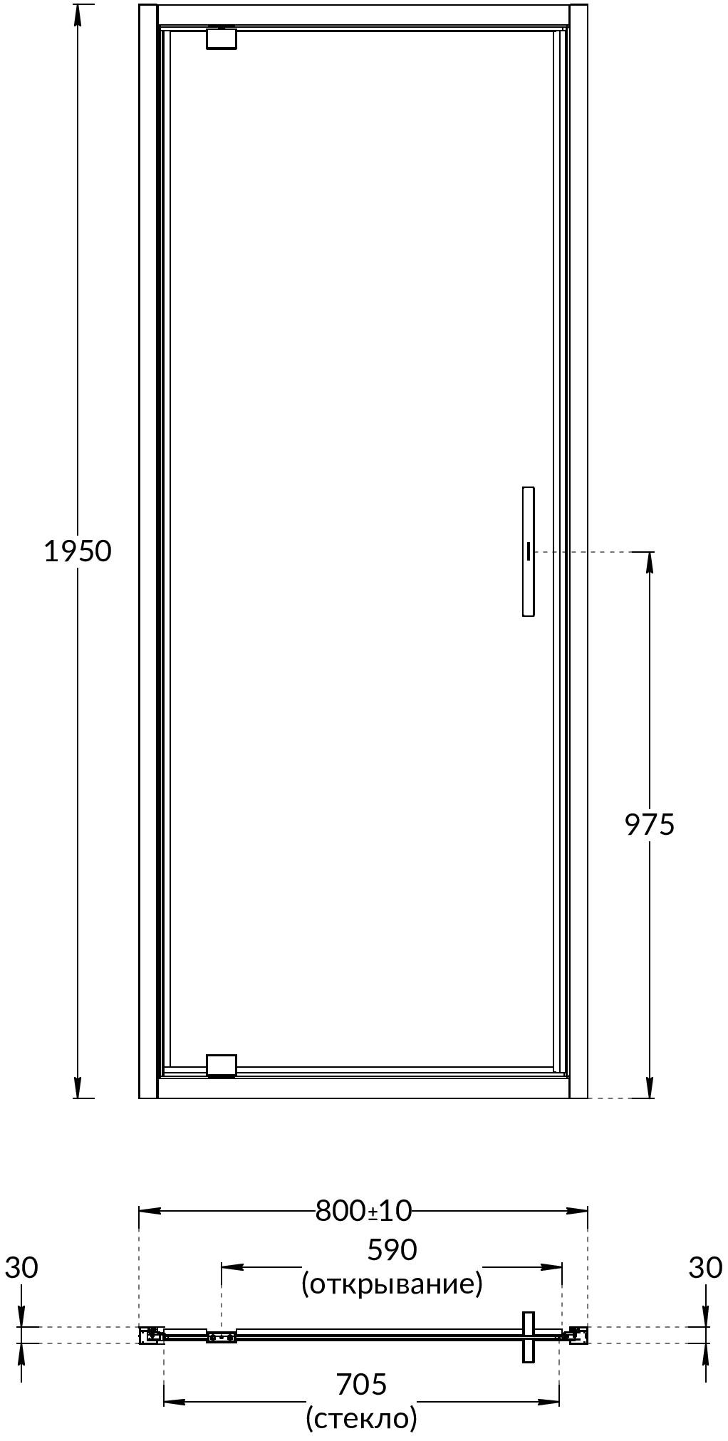 Душевая дверь VETRO, распашная, 80х195, хром