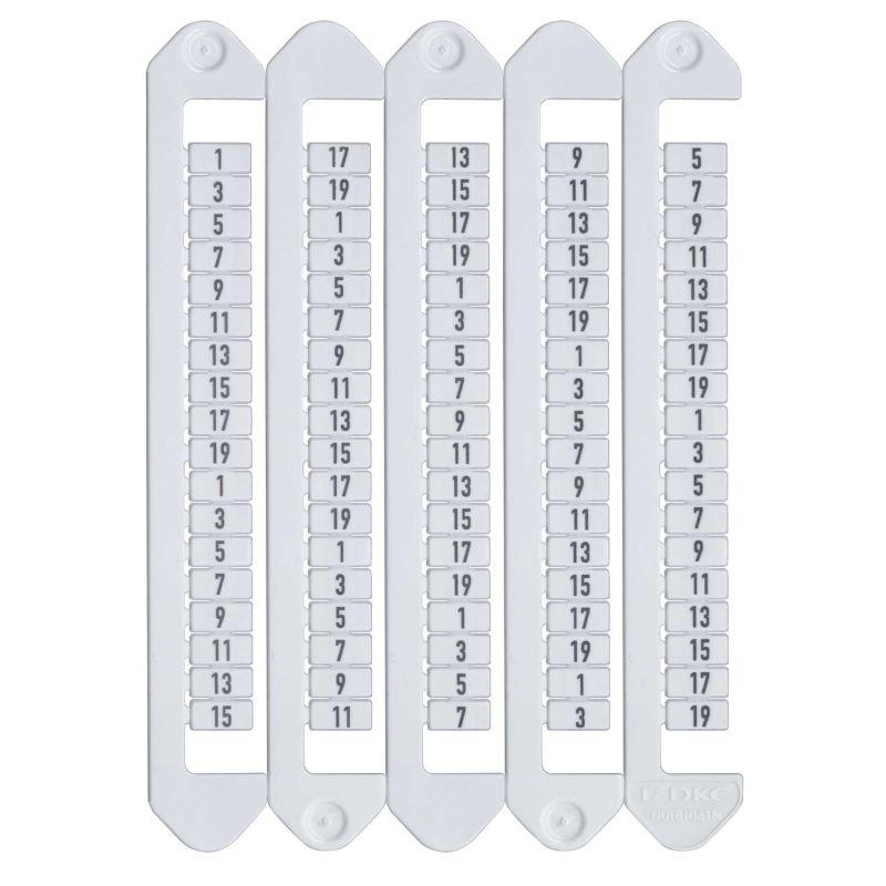 Маркировка для клемм Ш=5мм от 1 до 19 вертикал. ориентация DKC NUTB-5-1-19V