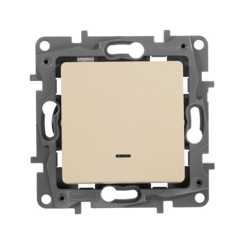 Переключатель 1-кл. СП Etika Plus 10А IP20 250В 10AX с подсветкой безвинтов. зажимы механизм сл. кость IEK 672315