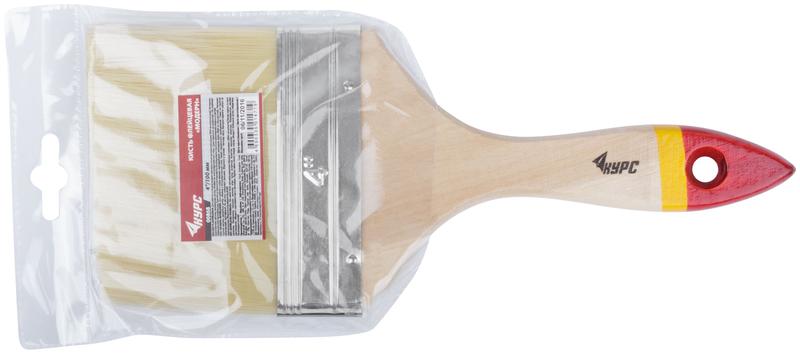 Кисть флейцевая "Модерн" 4дюйм (100мм) искусственная щетина деревянная ручка КУРС 00868