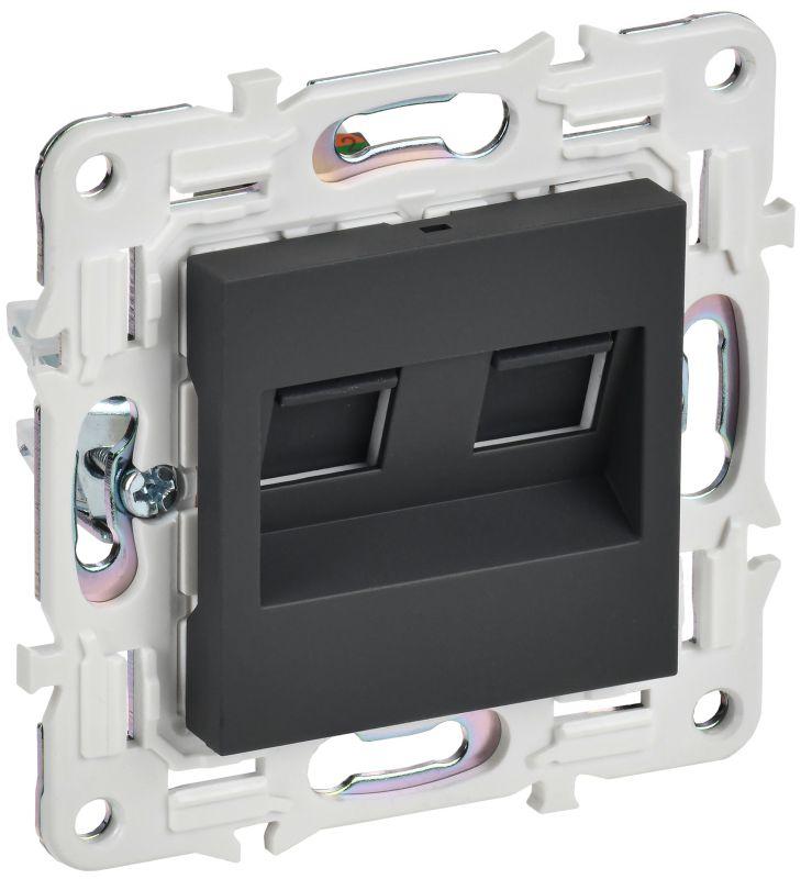 Розетка компьютерная двойн. RJ45 кат.5E SKANDY SK-K03G графит IEK SK-K20-1-K53