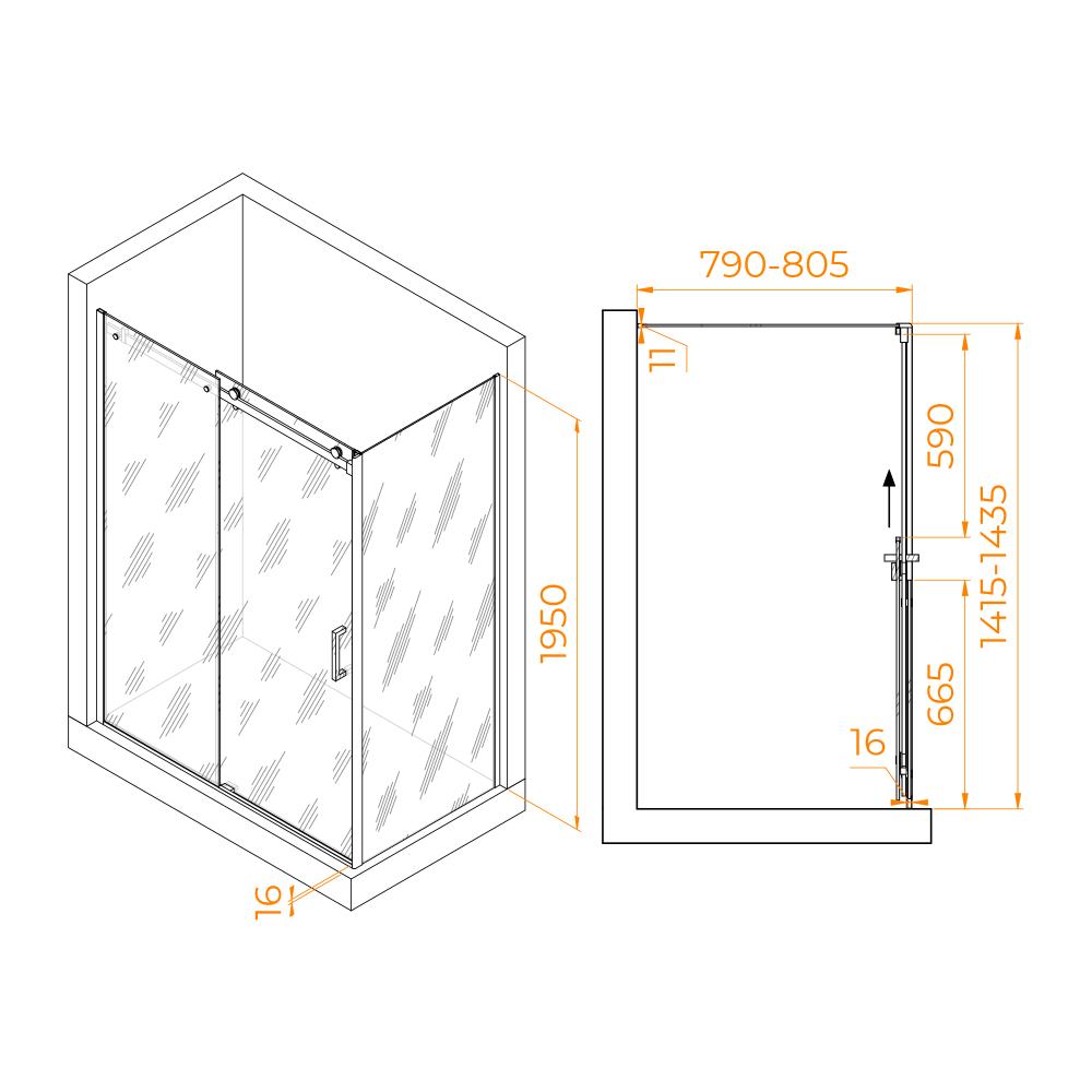 Душевой уголок RGW TO-44-1 (TO-14 + Z-060-2), 020744148-11