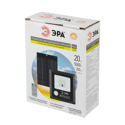 Прожектор светодиодный 20Вт 5000К 350лм IP65 уличный с датчиком движения солнечная батарея ПДУ Эра Б0049545