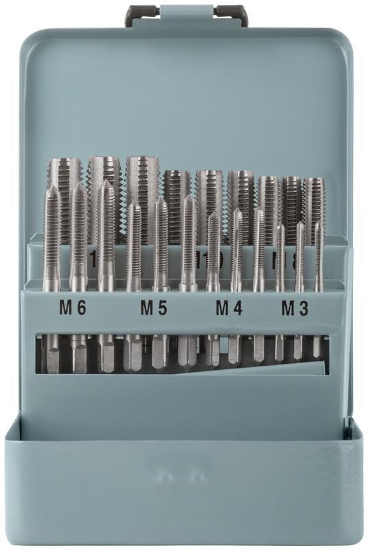 Метчики легированная сталь профи 21шт м3-М12 металлический кейс FIT 70801