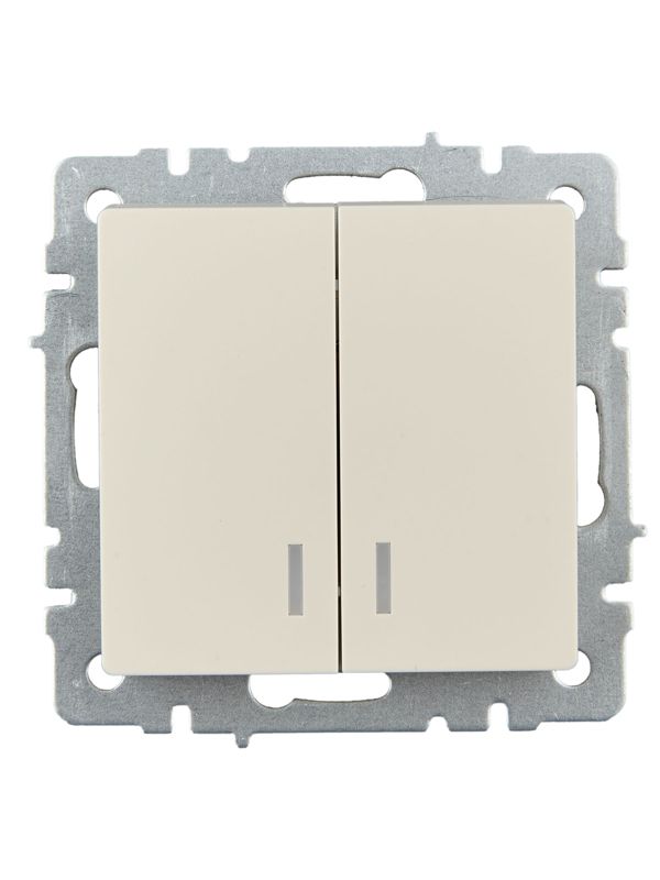 Выключатель 2-кл. СП BRITE ВС10-2-1-БрКр 10А с индик. механизм беж. IEK BR-V20-1-10-K10