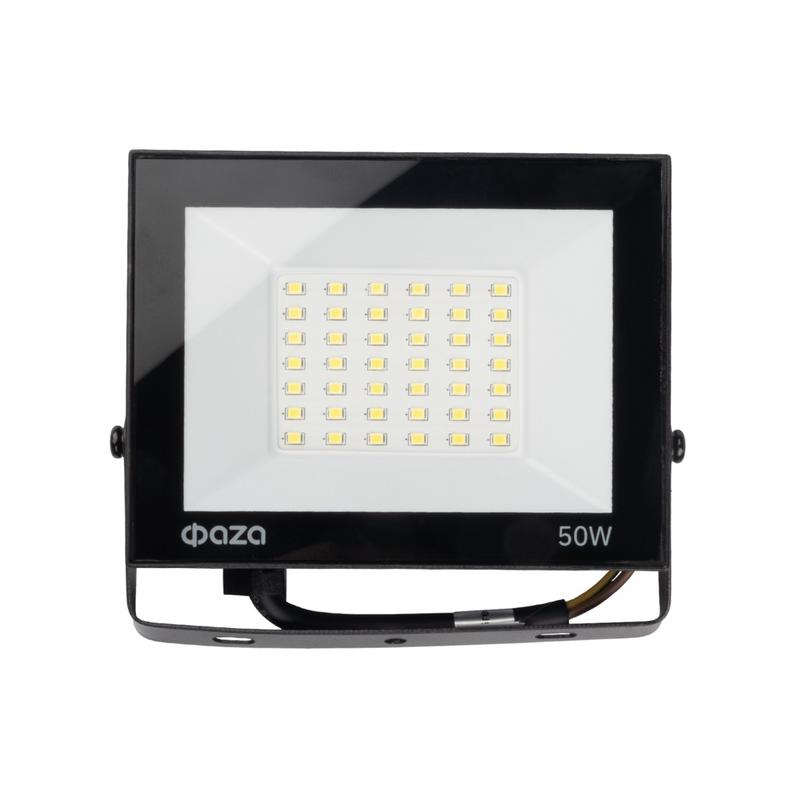 Прожектор светодиодный СДО-20 50Вт 6500К IP65 230В BL ДО прозр. закален. стекло ФАZА 5047303