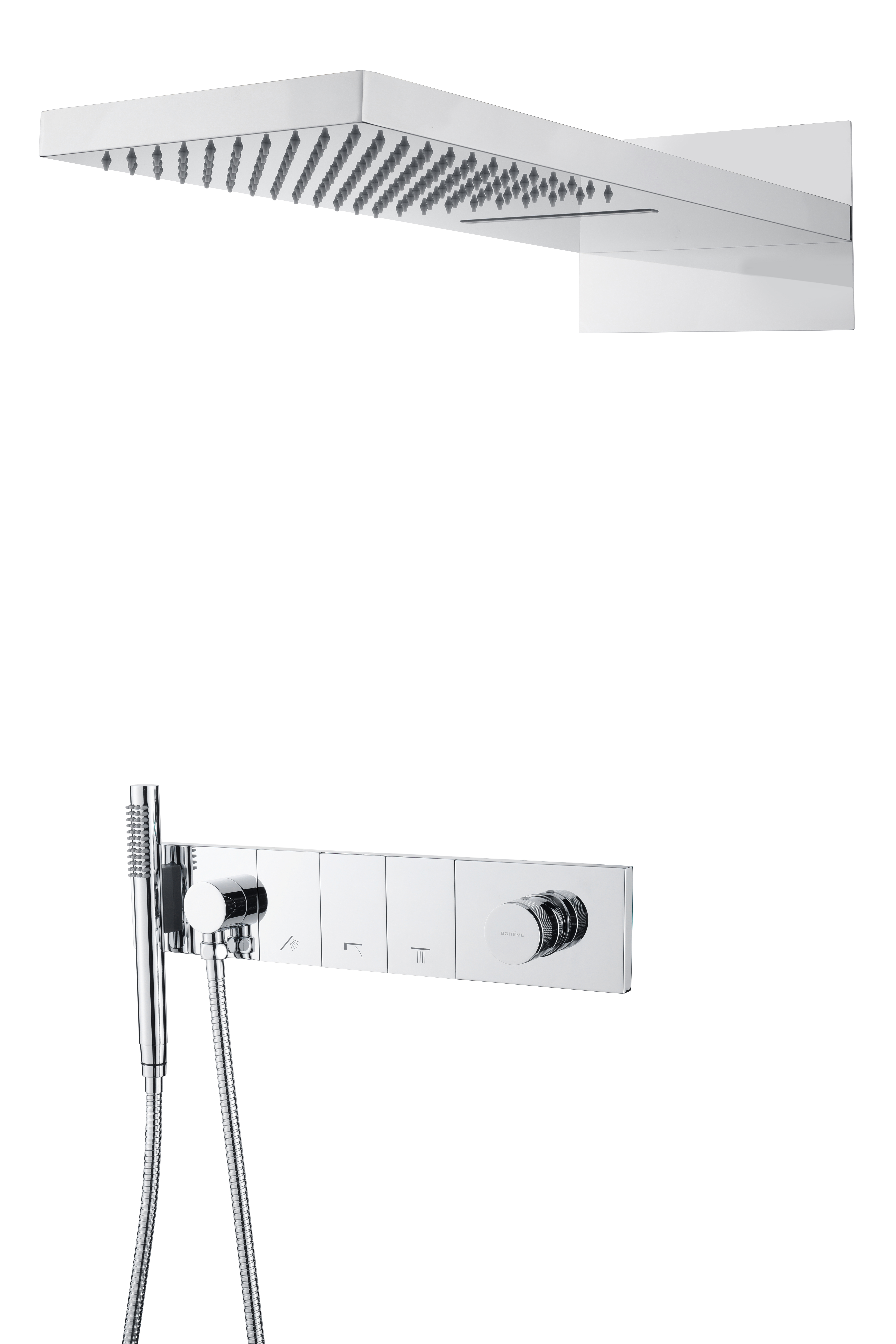 Встроенная душевая система  ZODIAC с термостатом, трехпозиционная Black