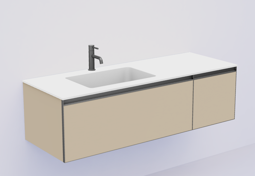 QUATRO 2 140см (100+40) тумба DAPHNE профиль ANTHRACITE c подсветкой