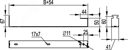 Держатель огнезащитной перегородки 600 мм