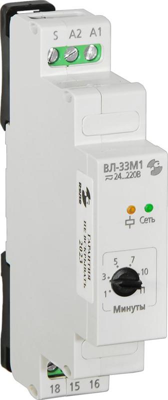 Реле времени лестничный выключатель ВЛ-33М1 УХЛ4 24-220В 50Гц/пост. 1-10мин задержка откл. ток контактов исполнит. реле 16А 1перекл. Реле и Автоматика A8223-80108462