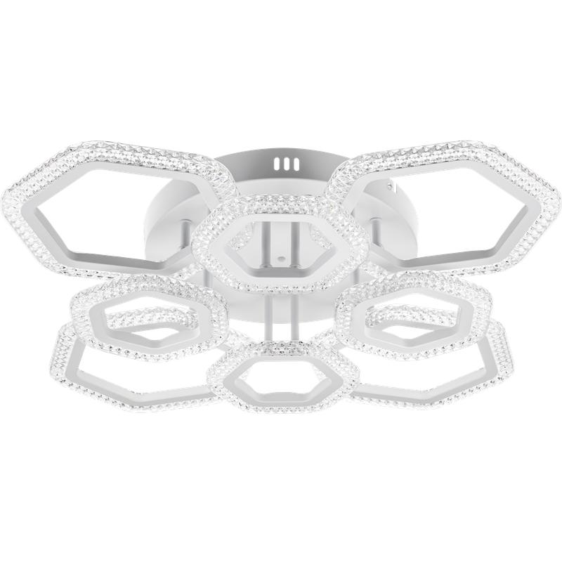 Люстра потолочная светодиодная диммируемая PALERMO с ДУ 655х655х118мм 228Вт 2700К/4200К/6400К 42кв.м бел. Ritter 51945 8