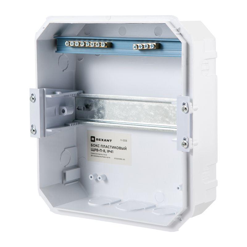 Бокс ЩРВ-П-8 IP41 пластик. бел. Rexant 11-0208