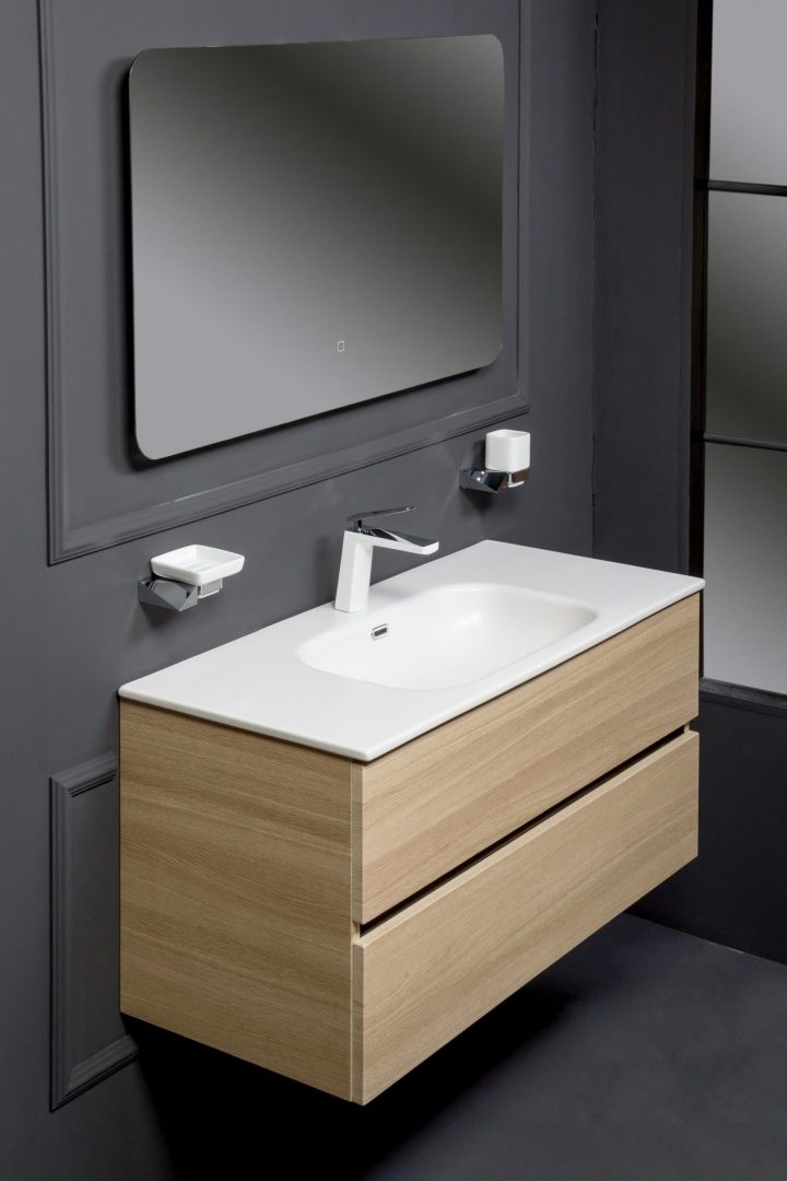 Тумба без раковины Vallessi 100*46cm LIGHT OAK мат. 2 полки