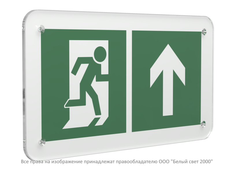 Знак безопасности PS-33186.E38"Напр. к эвакуационному выходу прямо" Белый свет a32881