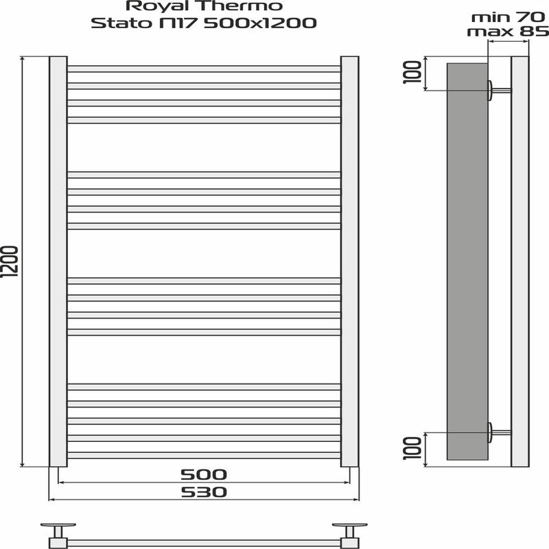 Полотенцесушитель Stato black П17 500х1200 Royal Thermo НС-1433977