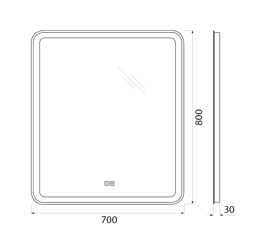 Зеркало BelBagno SPC-MAR-700-800-LED-TCH-WARM