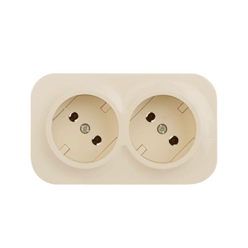 Розетка 2-м ОП Quteo 16А IP20 250В 2х2P без заземл. без защ. шторок сл. кость IEK 782261