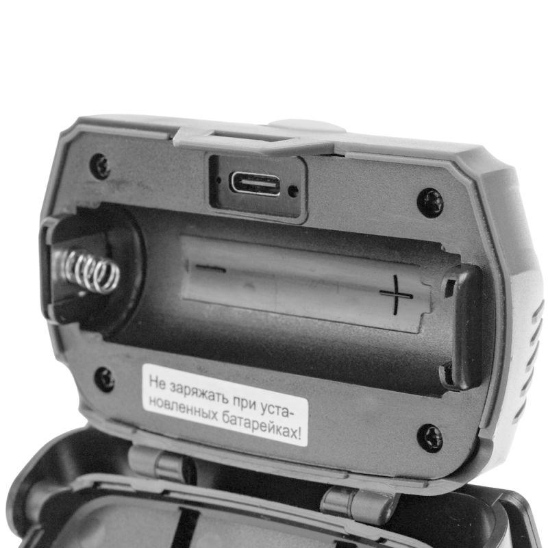 Фонарь налобный LED53412 аккум. 3.7В COB+LED 3Вт 3 реж. 3 x AAA Type-C бокс карбон Camelion 15764