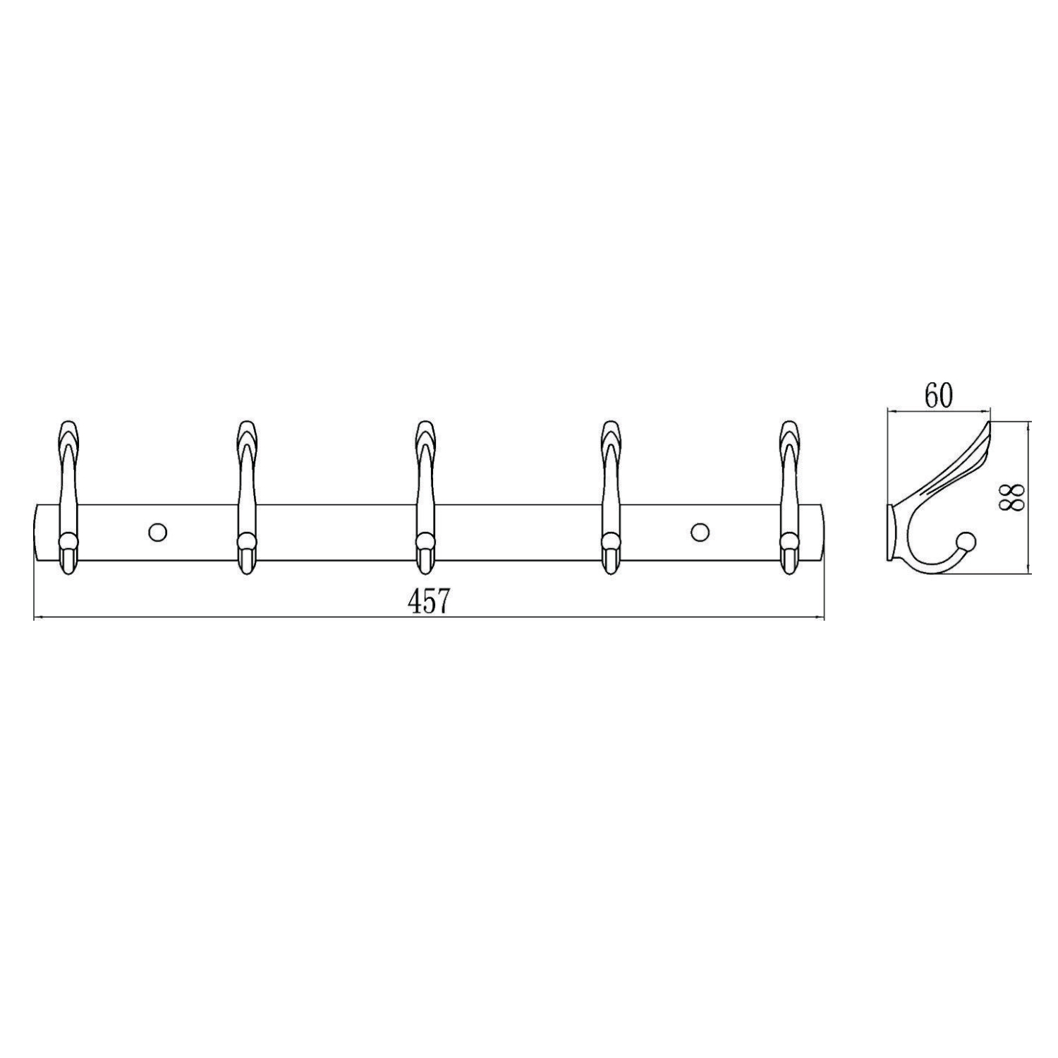 Планка с крючками Savol S-00115B, золото