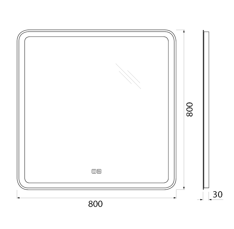 Зеркало BelBagno SPC-MAR-800-800-LED-TCH-WARM