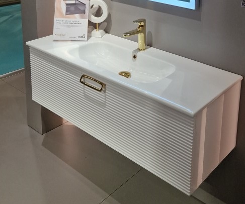 Тумба Linea 120 белая + Золото