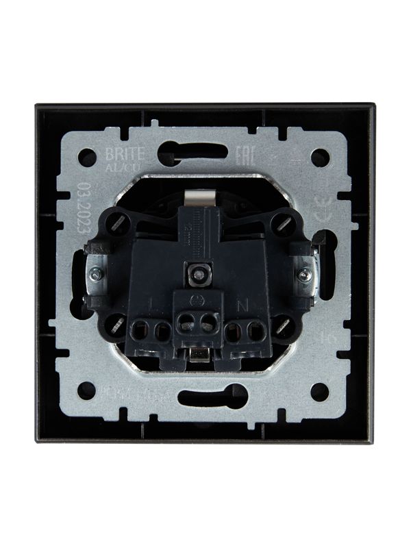 Розетка СП BRITE РСР14-1-0-БрС 16А в сборе с заземл. защ. шторки сталь IEK BR-R14-16-K46-F