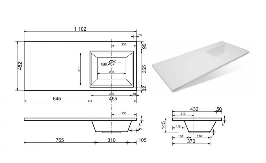 Тумба напольная "Даллас 110", Люкс белая, PLUS