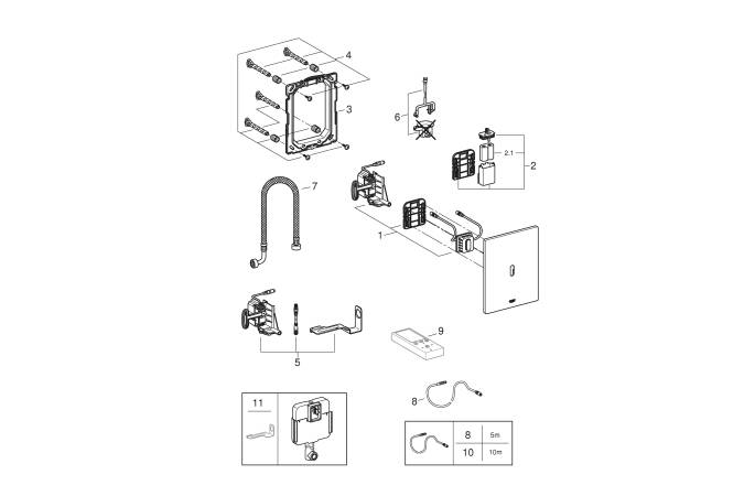 Смывное устройство GROHE Tectron Bau E, с инфракрасным управлением, альпин-белый 39882SH0