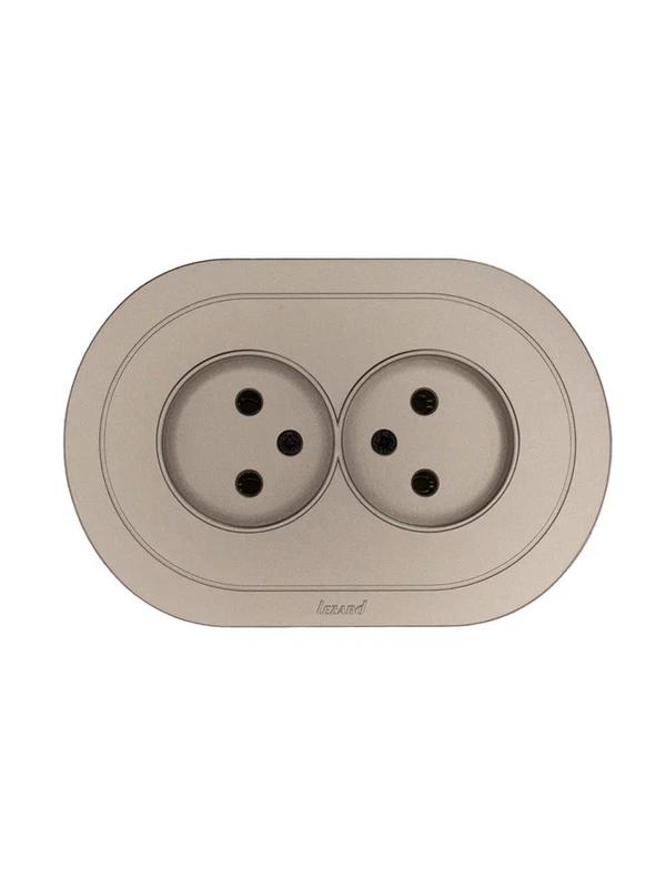 Розетка 2-м СП OSEN без заземл. ПБТ круглая механизм титан LEZARD 744-3700-128B