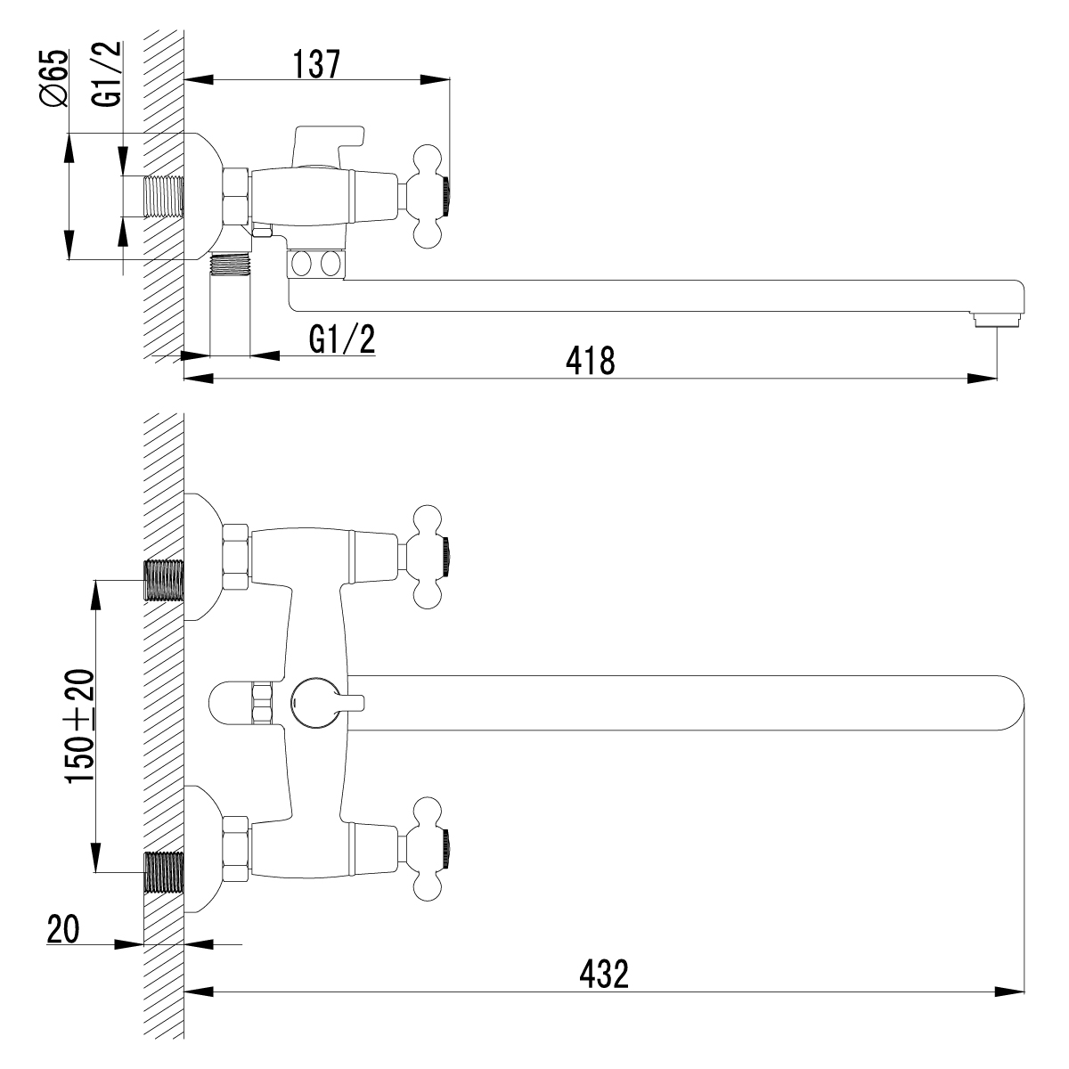 Смеситель для ванны Lemark Standard (LM2112C)