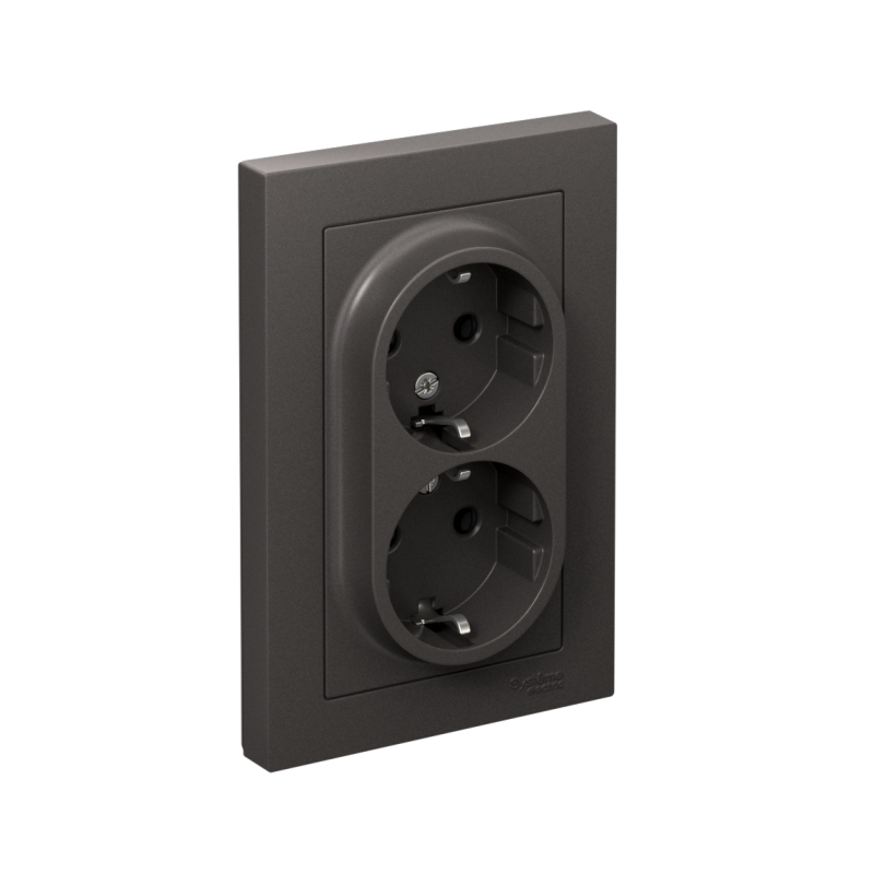 Розетка двойная AtlasDesign с заземл. 16А в сборе базальт SE ATN001424