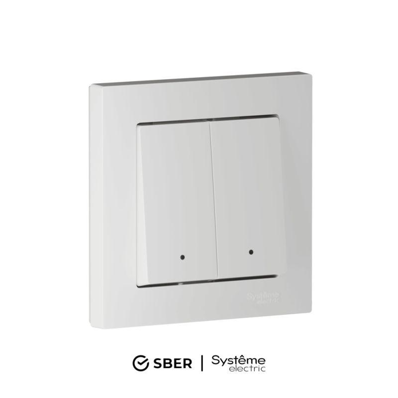 Выключатель 2-кл. AtlasDesign Smart 10А (сх. 5) L+N с подсветкой Zigbee механизм бел. SE ATN000153Z