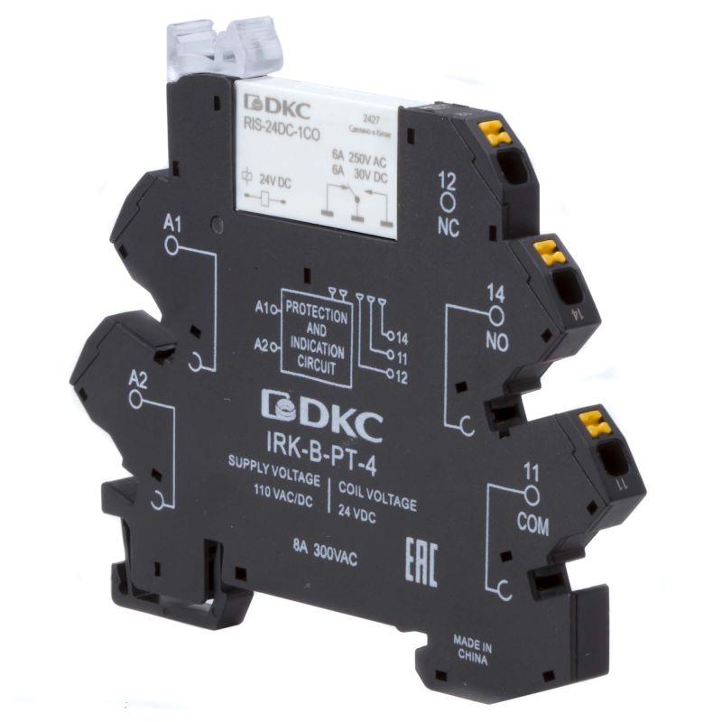 Реле интерфейсное 1CO ком. ток 6А AgSnO2 напряжение 110В AC/DC push-in клеммы DKC IRK-110UC-1CO-PT