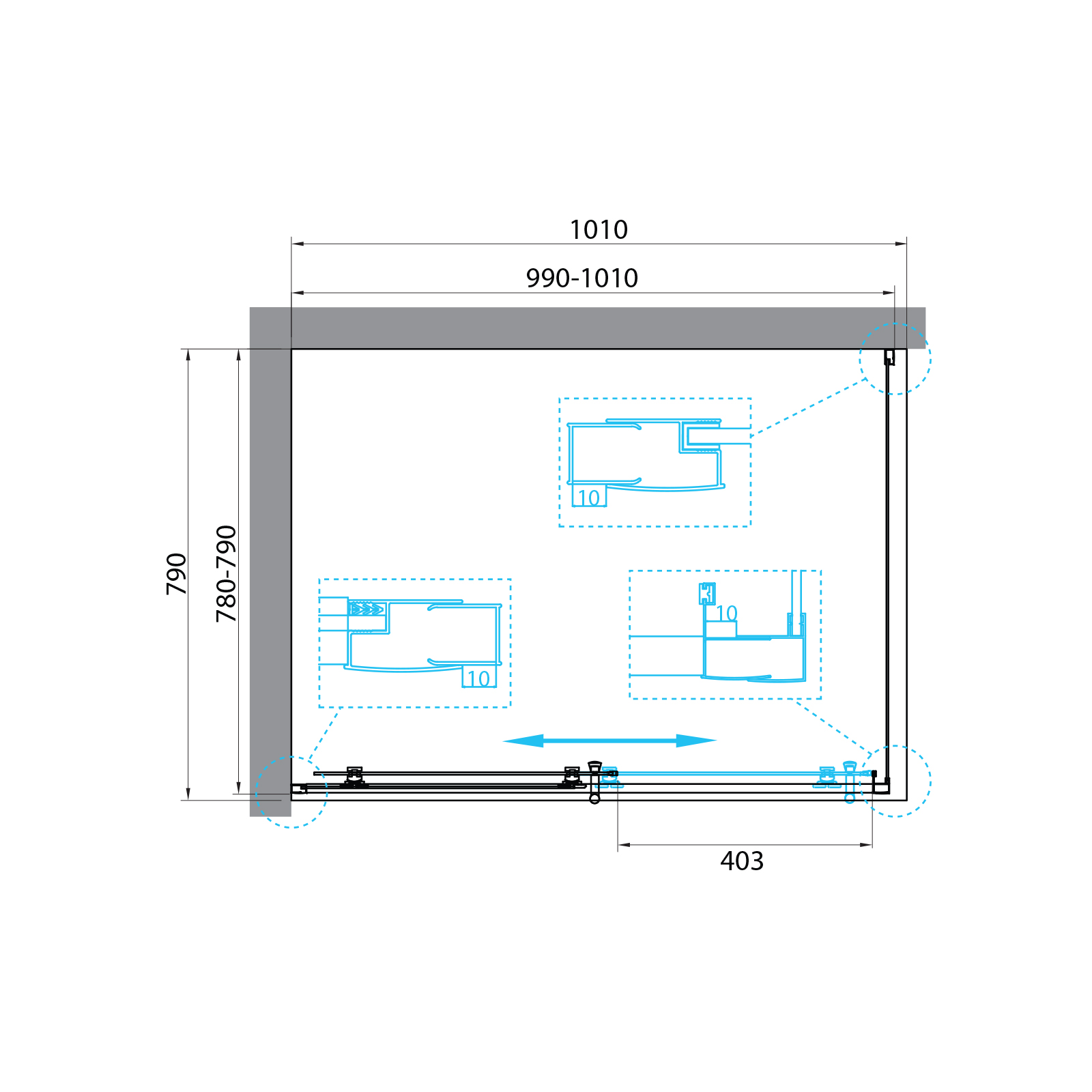 Душевой уголок BelBagno UNO-195-AH-1-100/80-P-Cr