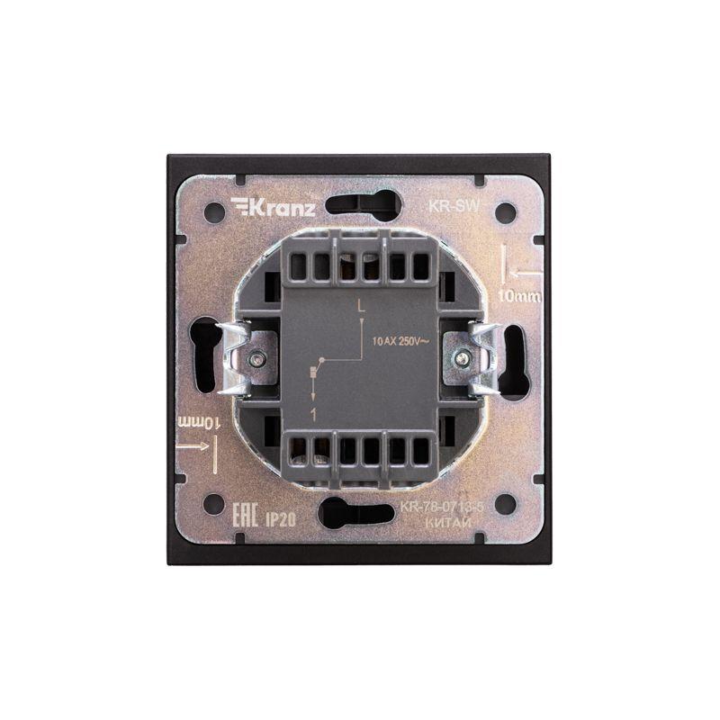 Переключатель перекрестный 1-кл. СП STRONG 10А с подсветкой антрацит Kranz KR-78-0718-5