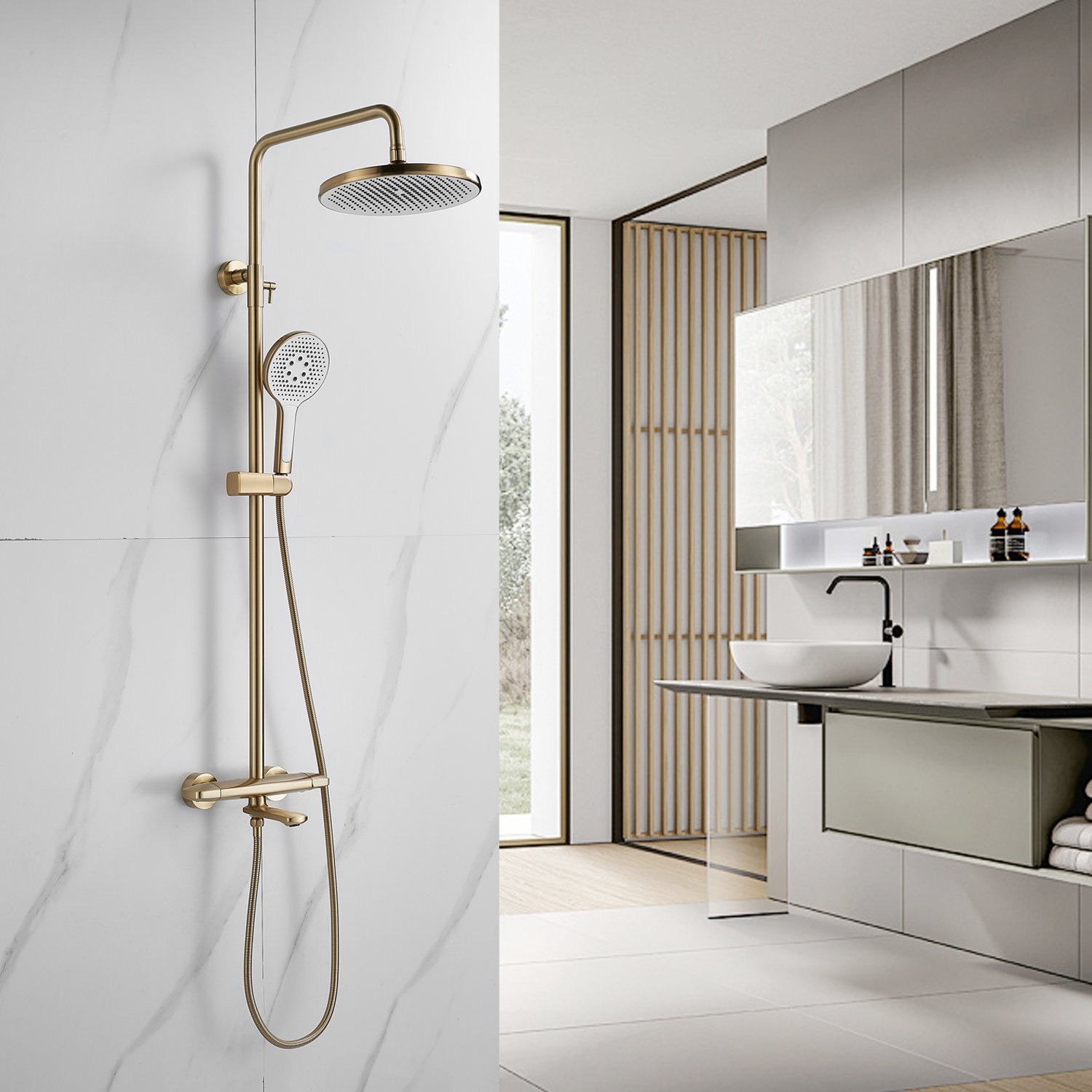 Душевая система Rose R3936G, золотой сатин