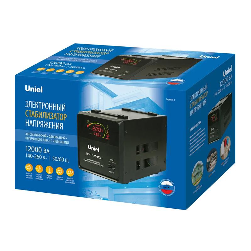 Стабилизатор напряжения RS-1 12000X 12000В.А 1ф релейный напольн. TM Uniel UL-00012861