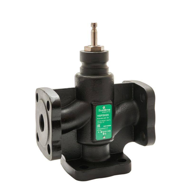 Клапан регулирующий 3-ход разд фланц PN16 DN25 7.5куб.м/ч -20…+130град.C SE VGFD025