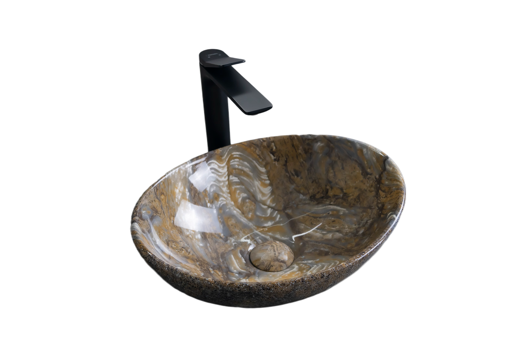 Раковина Gid Mnc138T 54472 накладная под камень глянцевая 41x34x15