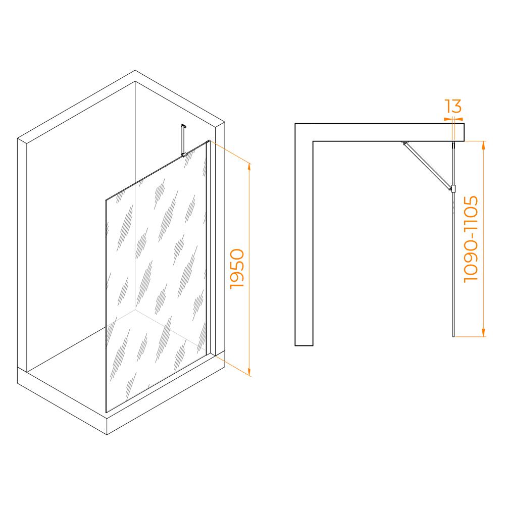 Душевая перегородка RGW WA-110B, 351011011-14