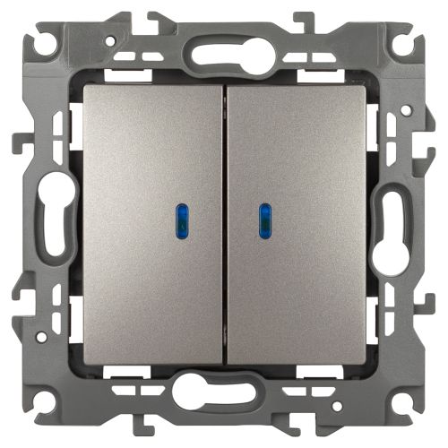 Выключатель 2-кл. Эра12 12-1105-16 10А 250В 10AX с подсветкой механизм титан Эра Б0065719