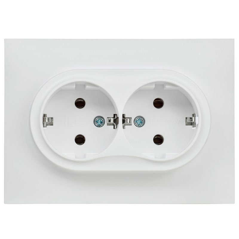 Розетка 2-м SKANDY 16А с заземл. без защ. шторок в сборе SK-R08W арктич. бел. IEK SK-R21-16-K01-F