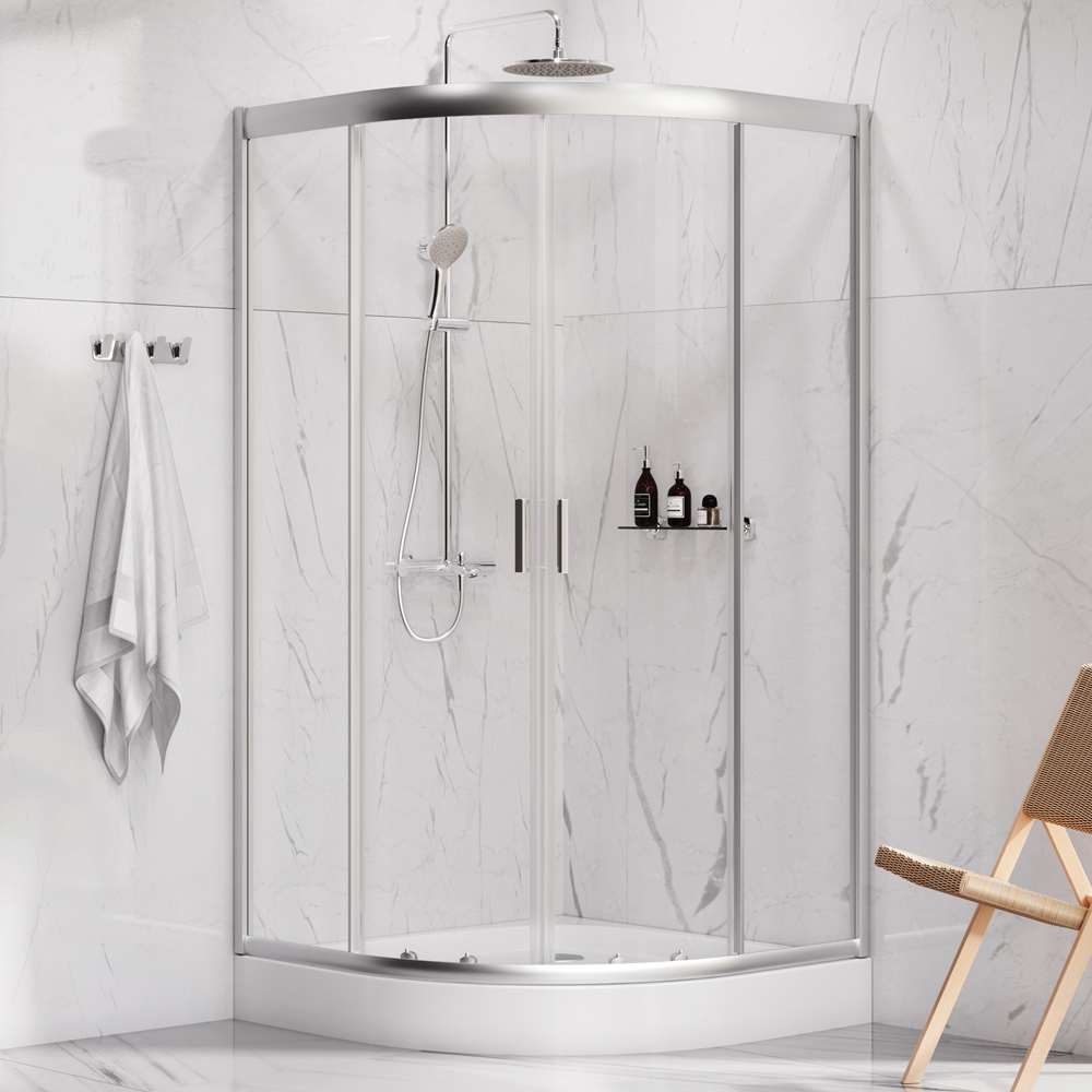 W90G-401-100WT Gem душевое ограждение 100х100, стекло прозрачное, профиль матовое серебо,без поддона